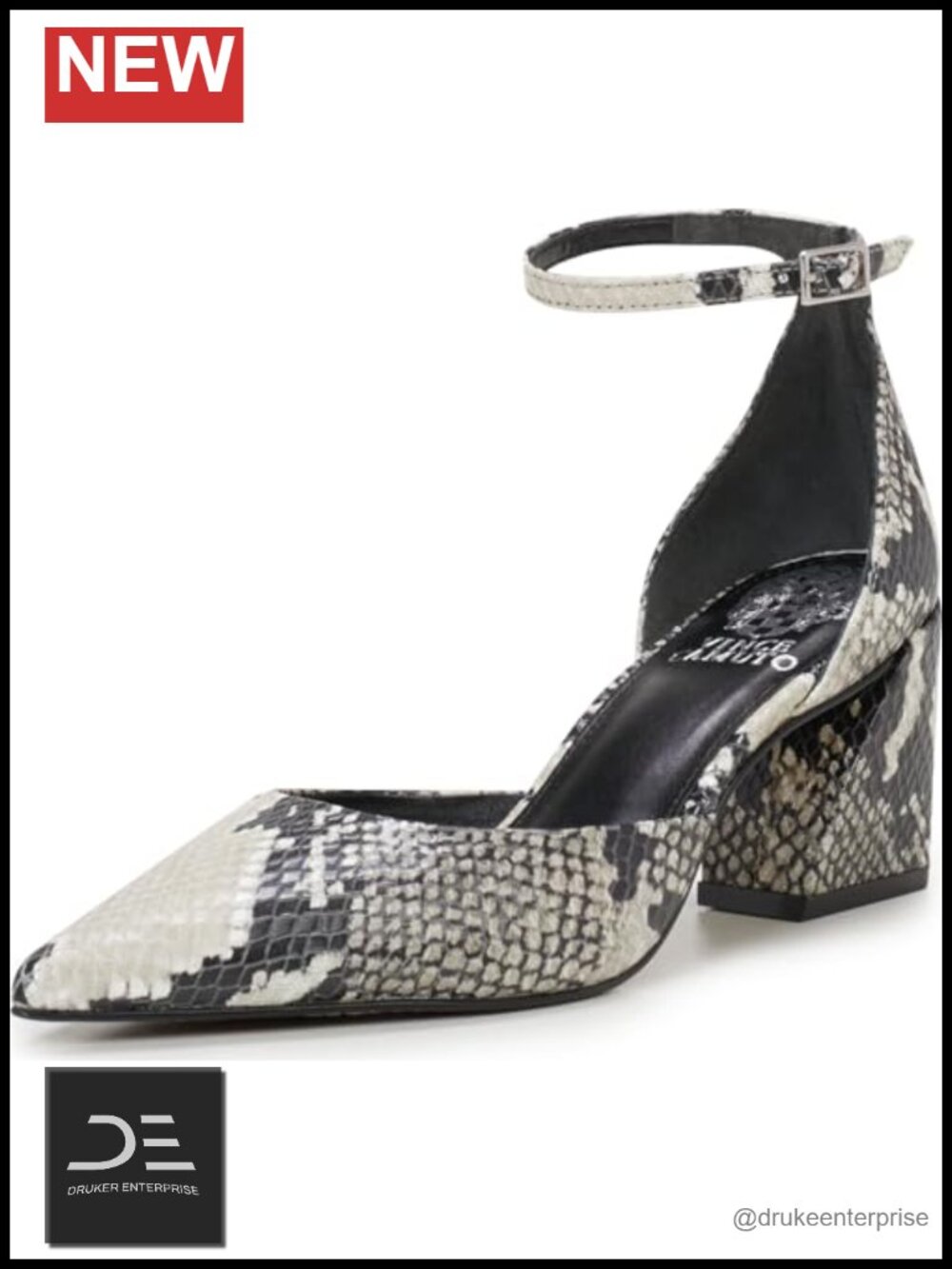 Vince Camuto Sorenn Leather Block Heel Pumps Ankle Strap